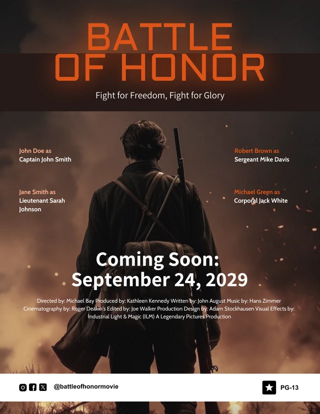 Plantilla de póster de película de guerra Template Plantilla de póster de película bélica