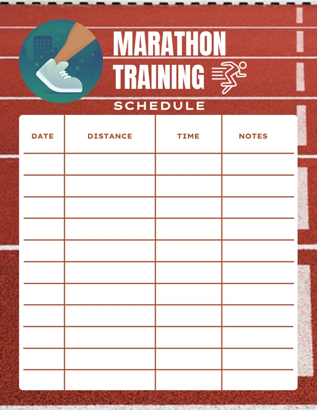 Terrakotta Moderne Textur Marathon Training Zeitplan Vorlage Template Terrakotta Moderne Textur Marathon Training Zeitplan Vorlage