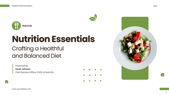 Green Minimalist Healthy Diet Food Presentation - Página 1