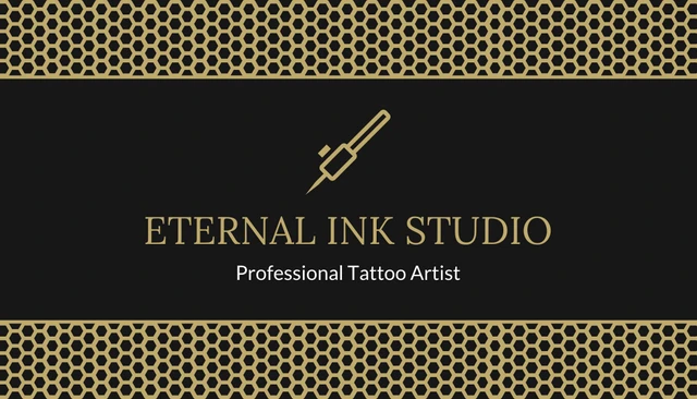 Black Gold Pattern Tattoo Business Card - Pagina 1