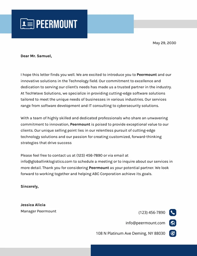 Grey and Blue Minimalist Company Letterhead Template Grey and Blue Minimalist Company Letterhead Template