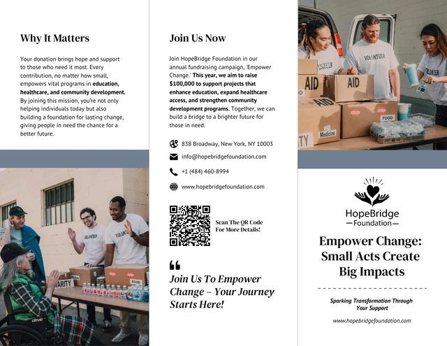 Gray Charity Fundraising Tri-fold Brochure - page 1