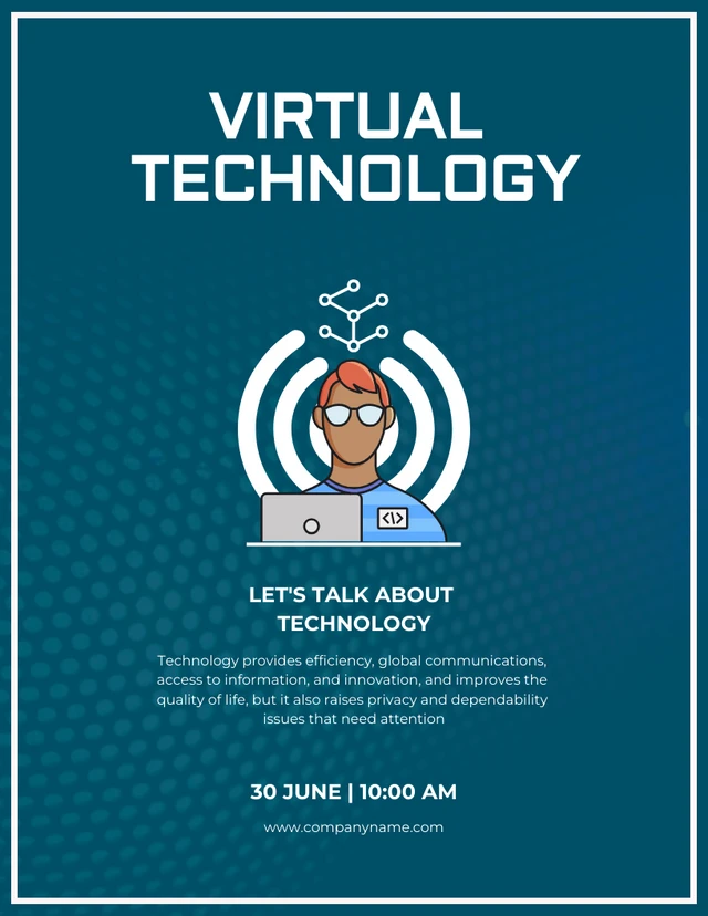 Póster Tecnologia Virtual de Ilustração Moderna Azul Template Modelo de pôster de tecnologia virtual de ilustração moderna azul