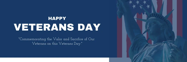 Marineblaues, einfaches Foto „Happy Veteran Day“-Banner Template Einfache Marine-Foto-Bannervorlage „Happy Veteran Day“.