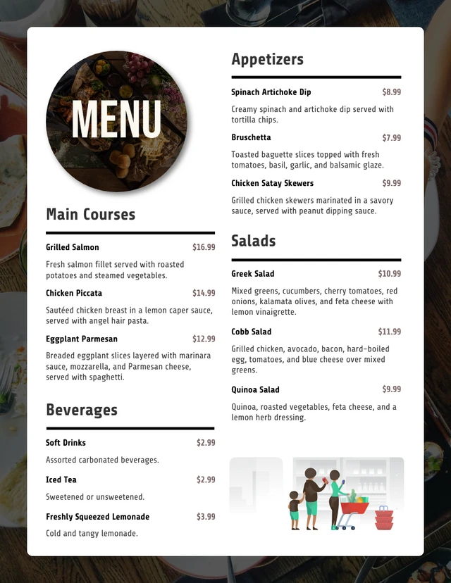Black And White Modern Classic Lunch Menu Template Black And White Modern Classic Lunch Menu Template