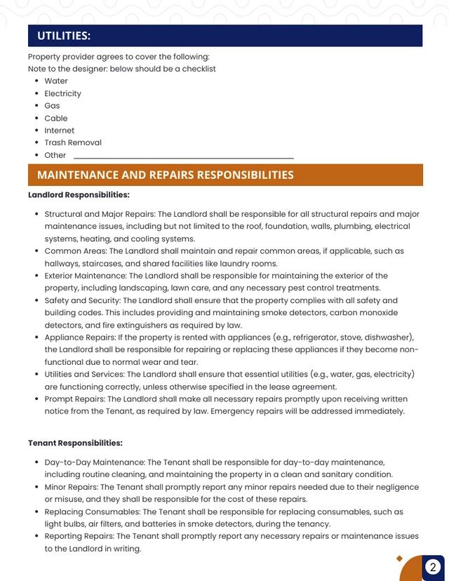 Blue and Brown Simple Clean Lease Contract - Pagina 2