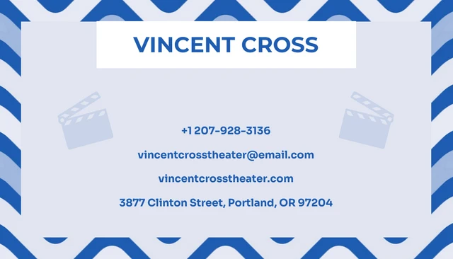 Blue And White Modern Wave Pattern Actor Business Card - Página 2
