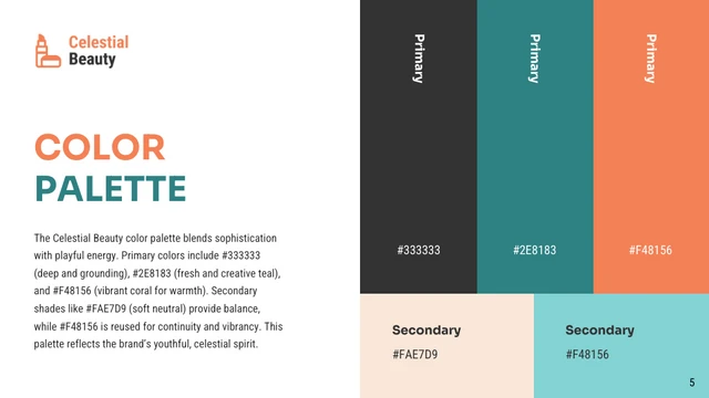 Cosmetic Green and Orange Brand Guidelines Presentation - Seite 5