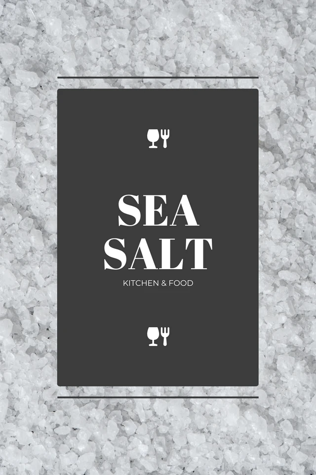 Étiquette De Cuisine De Sel De Mer De Photo Simple Grise Template Modèle d'étiquette de cuisine au sel de mer photo simple gris