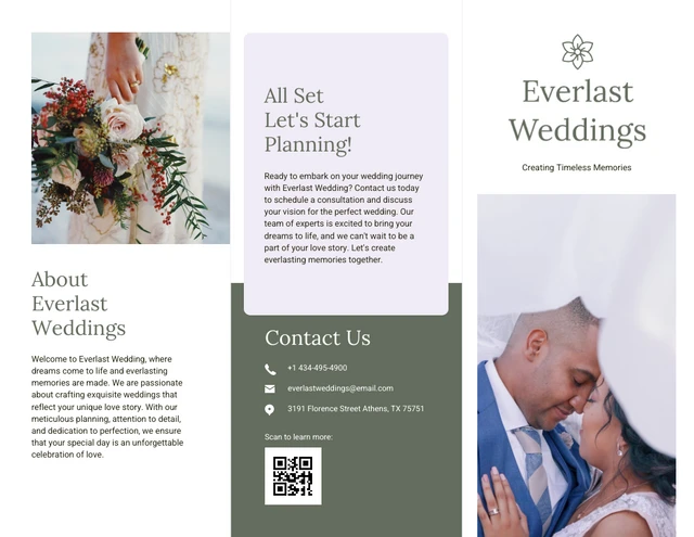 Pastel Green Weddings Tri Fold Brochure - Seite 1