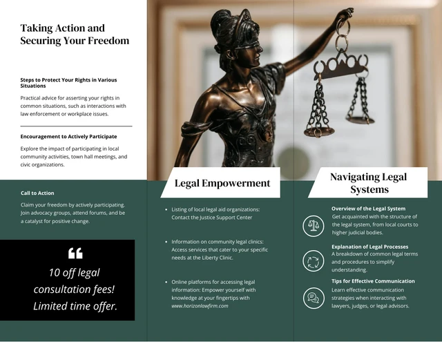 Black and Green Simple Legal Tri-fold Brochure - page 2