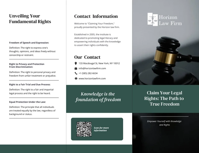 Black and Green Simple Legal Tri-fold Brochure - page 1