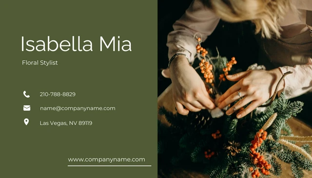 Dark Green Floral Business Card - Pagina 2