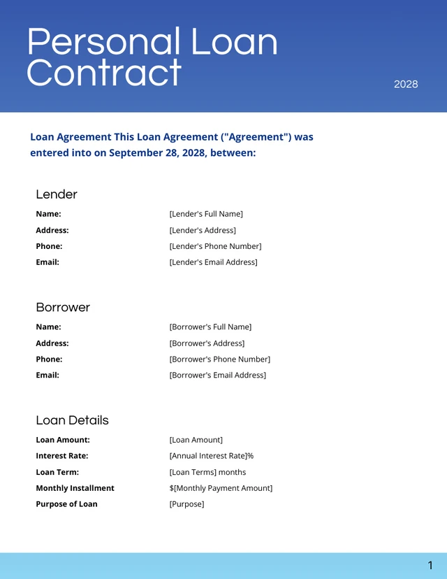 Modern Gradient Blue Loan Contracts - Seite 1