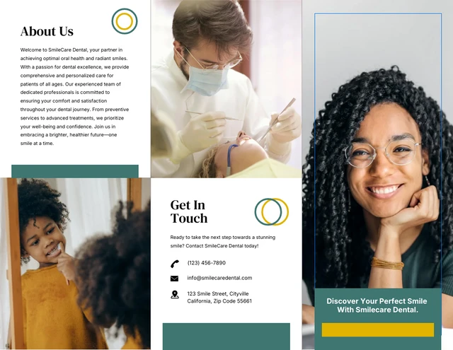 Modern Green and Yellow Dental Brochure - Página 1