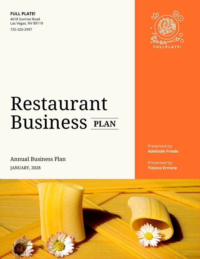 Orange and Yellow Italian Restaurant Business Plan - Página 1
