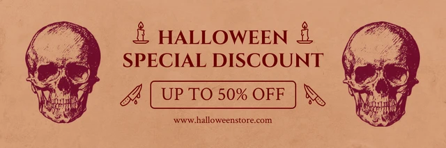Banner di Halloween retrò classico marrone chiaro Template Modello di banner di Halloween retrò classico marrone chiaro