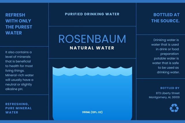 Étiquette pour bouteille d'eau minimaliste marine Template Modèle d'étiquette de bouteille d'eau minimaliste marine