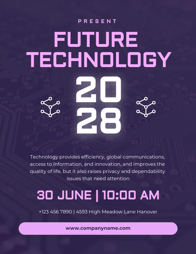 Póster Tecnología del futuro de la fotografía moderna de color púrpura oscuro Template Plantilla de póster de tecnología futura de fotografía moderna de color morado oscuro