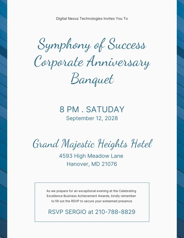 Simple Blue Formal Invitation - صفحة 1