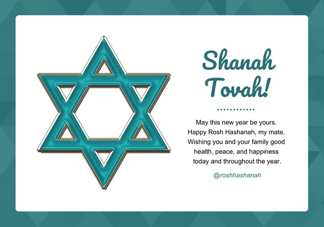 Carta Shanah Tovah geometrica moderna verde scuro Template Modello di carta Shanah Tovah geometrica moderna verde scuro