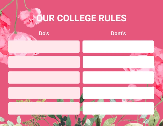 Pink Modern Floral Watercolor Our College Rules Schedule Template Pink Modern Floral Watercolor Our College Rules Schedule Template