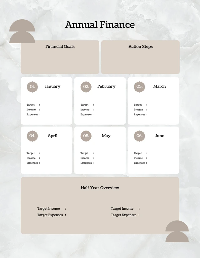 Pianificatore finanziario in marmo marrone beige Template Modello di pianificazione delle finanze in marmo marrone beige
