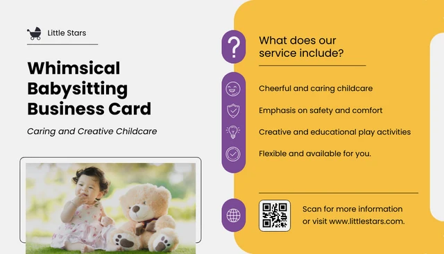 Whimsical Babysitting Business Card - page 2