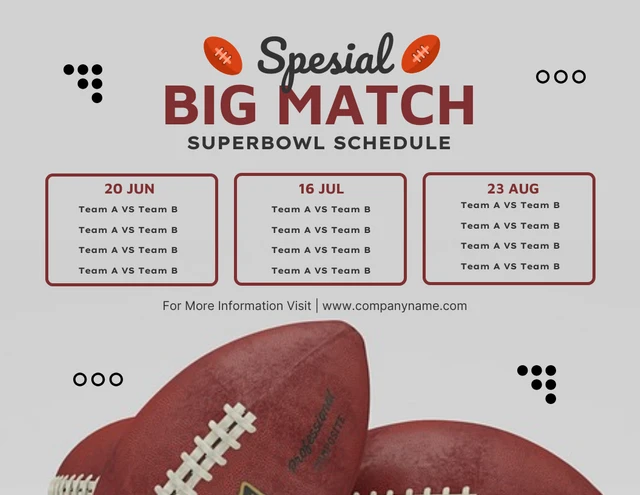 Light Grey Simple Playful Big Match Superbowl Schedule Template Light Grey Simple Playful Big Match Superbowl Schedule Template