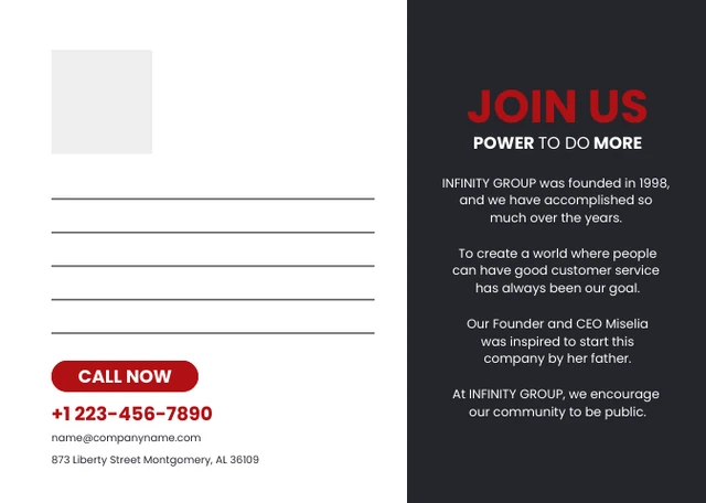 Dark Grey And Red Modern Professional Business Postcard - Página 2