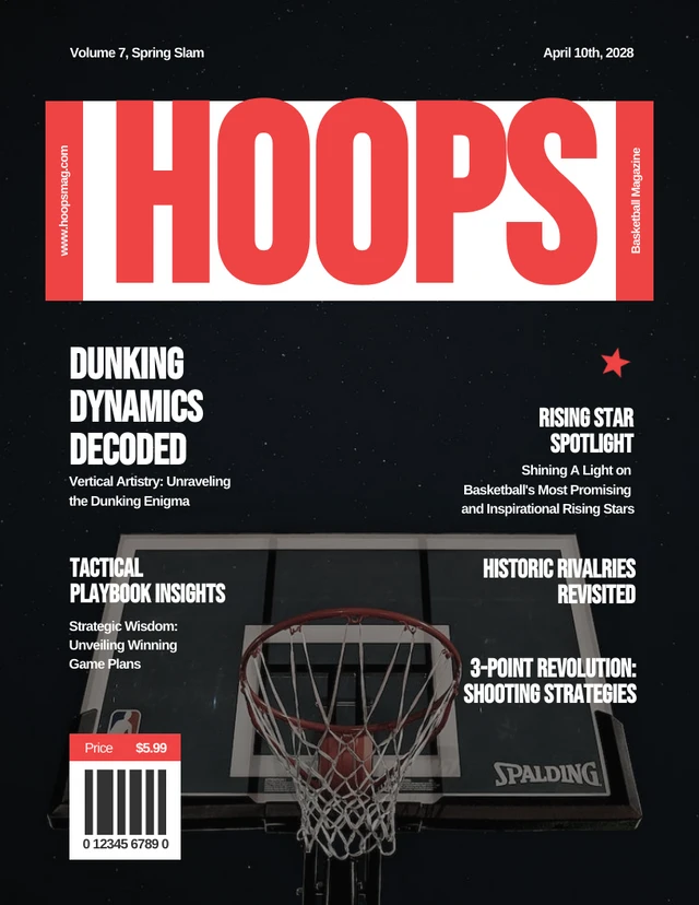 Capa de revista esportiva vermelha escura e branca Template Modelo de capa de revista de esportes vermelho escuro e branco
