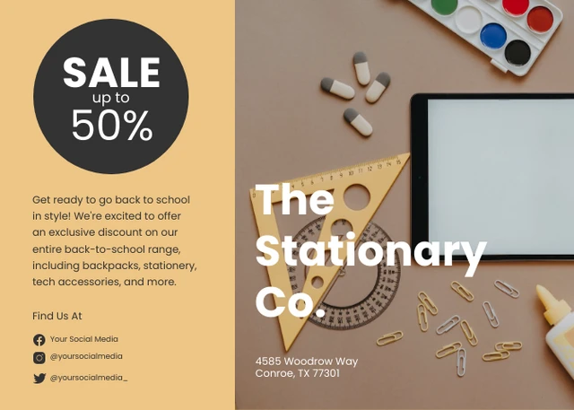 Back to School Stationary Direct Mail Postcard - page 1