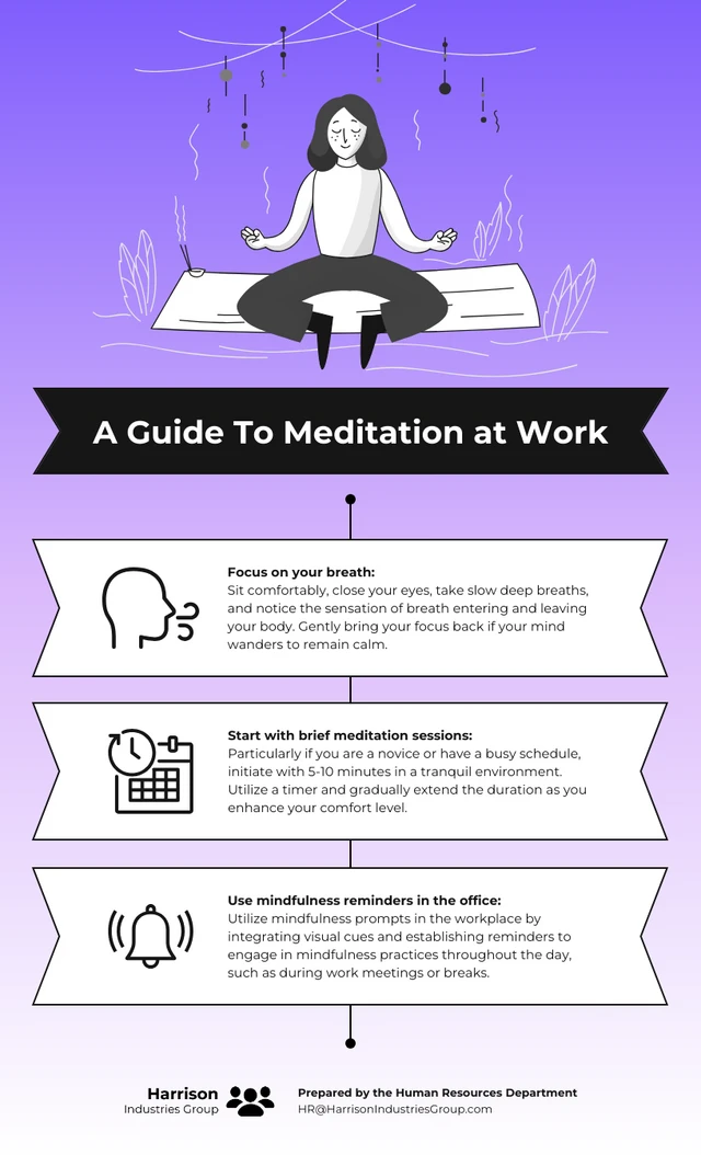 Póster Una guía para la meditación en el trabajo para la salud mental Template Plantilla de póster - guía de meditación en el trabajo para la salud mental