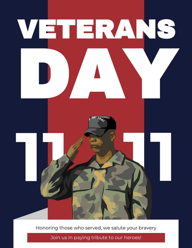 Carteles Minimalistas Simples Del Día De Los Veteranos Template Plantilla minimalista y sencilla de carteles del día de los veteranos