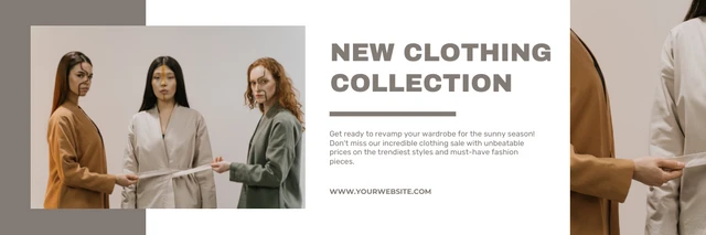 Modèle de bannière de nouvelle collection de vêtements modernes marron