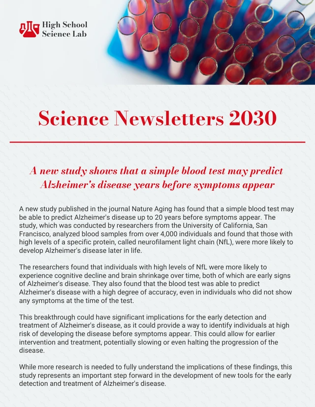 Gris claro y rojo Simple School Science Newsletter Template Gris claro y rojo Simple School Science Newsletter