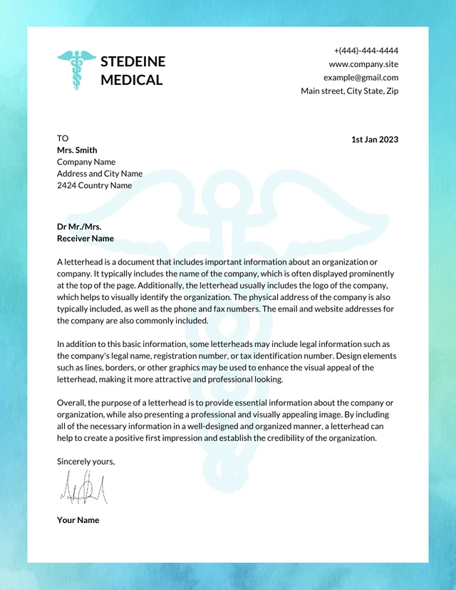 Modelo de Papel Timbrado - Empresa Médica Moderna Gradiente Colorido Template Modelo de Papel Timbrado - Empresa Médica Moderna Gradiente Colorido