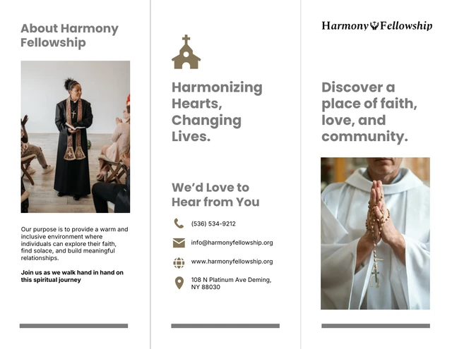 Brown And Grey Clean Simple Minimalist Church Brochure - Pagina 1