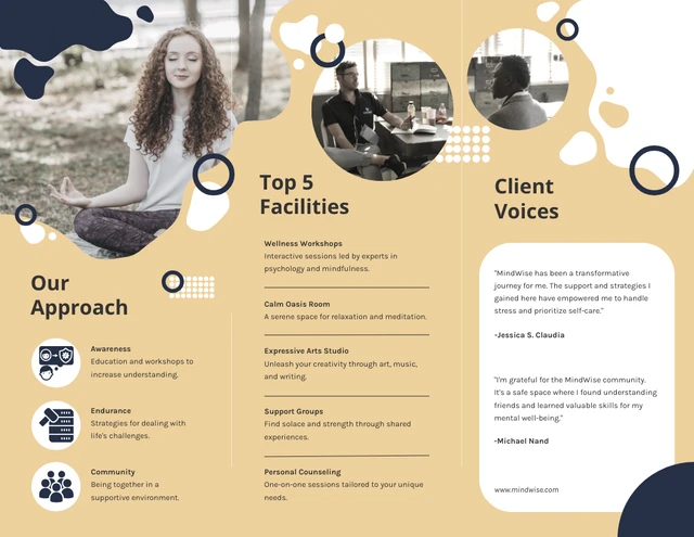 Blue And Cream Simple Mental Health Tri-fold Brochure - صفحة 2