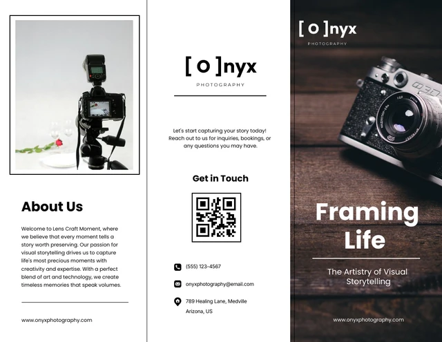 Simple White Photography Tri-fold Brochure - Página 1