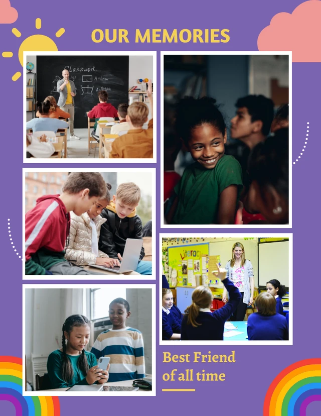 Lila unsere Erinnerungen in der Fotocollage der Klasse Template Lila Vorlage für unsere Erinnerungen in der Fotocollage der Klasse