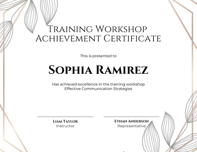 Certificado de formación floral simple blanco Template Plantilla de certificado de capacitación floral simple blanco