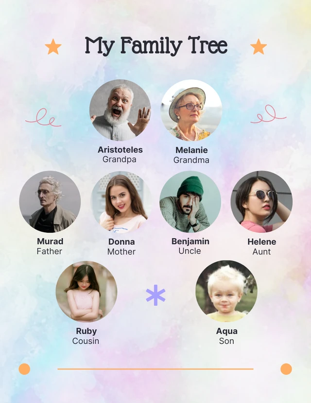 Illustrazione giocosa sfumata Il mio poster dell'albero genealogico Template Illustrazione giocosa con gradiente Modello di poster del mio albero genealogico