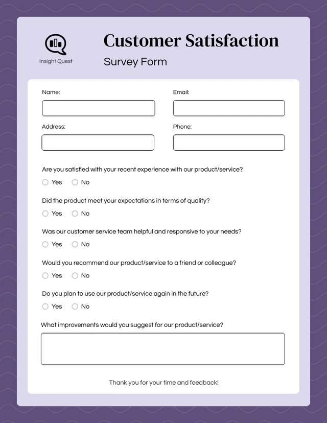Purple and White Survey Form Template Purple and White Survey Form Template