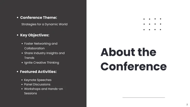 Black and White Minimalist Conference Presentation - صفحة 2