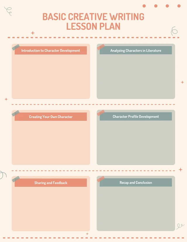Plan de lección de escritura creativa de Funny Cream Template Plantilla de plan de lección de escritura creativa Funny Cream