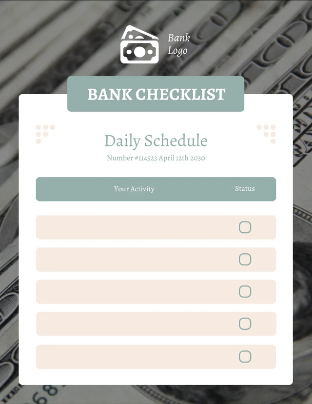 Lista di controllo della Banca Moderna Grigia Template Lista di controllo della Banca Moderna Grigia