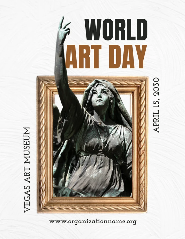 Affiche De La Journée Mondiale De L'art Classique De Texture Blanche Template Modèle d'Affiche de la Journée mondiale de l'art classique à texture blanche