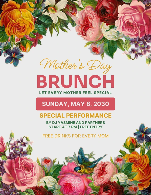 Light Grey Aesthetic Illustration Mothers Day Brunch Poster Template Light Grey Aesthetic Illustration Mothers Day Brunch Poster Template
