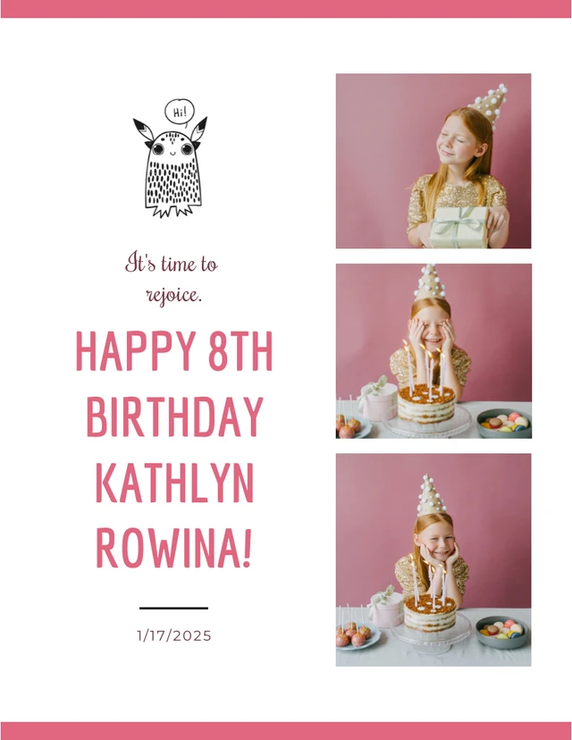 White And Pink Simple Birthday Collages Template White And Pink Simple Birthday Collages Template